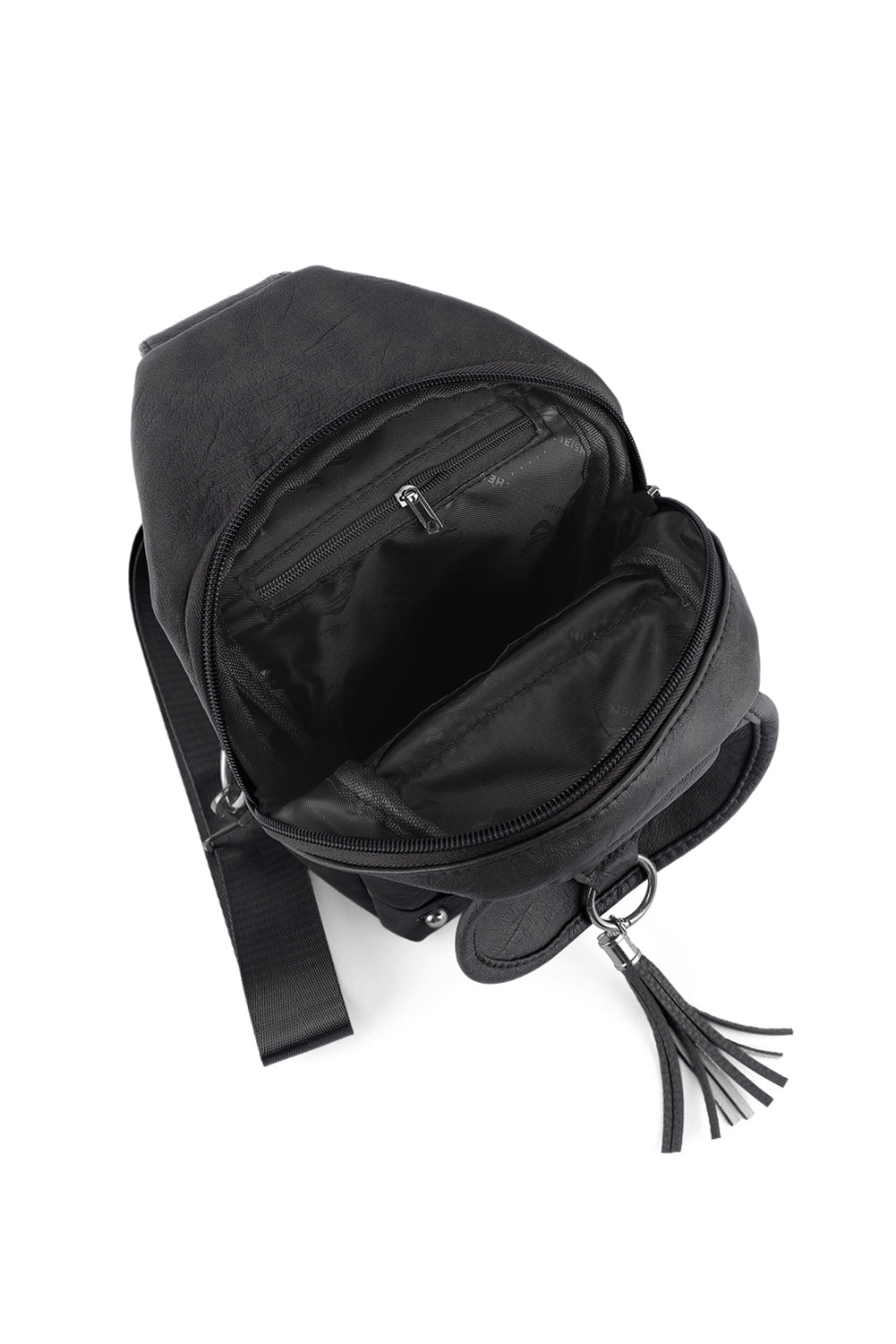 Black Vintage Large Capacity Tassel Sling Bag