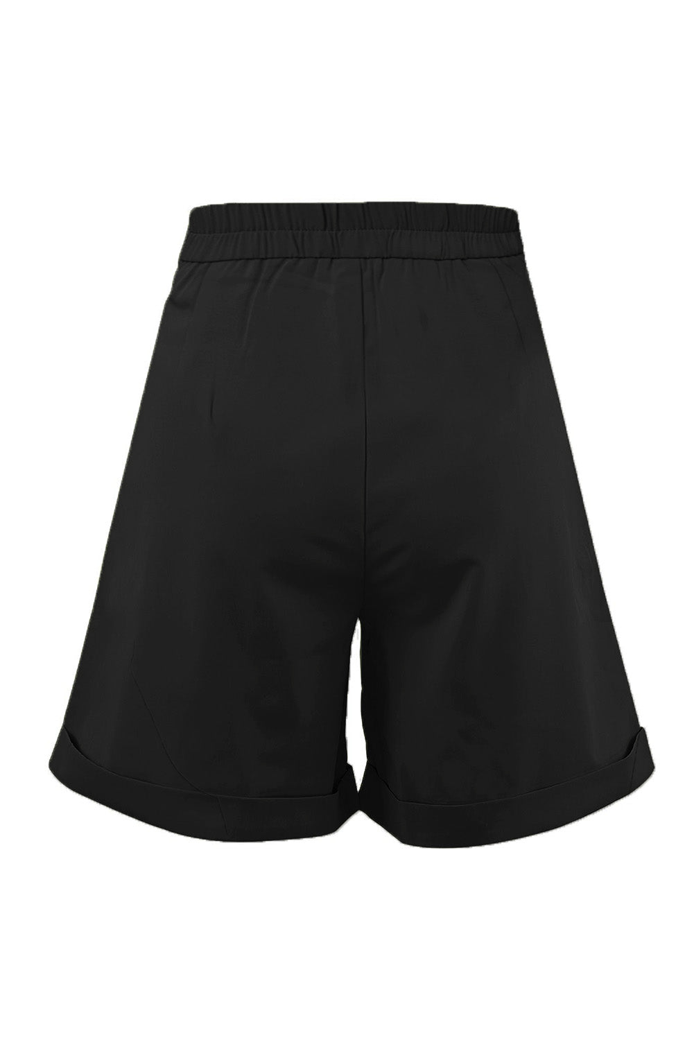 Black Casual Pocketed High Waist Bermuda Shorts