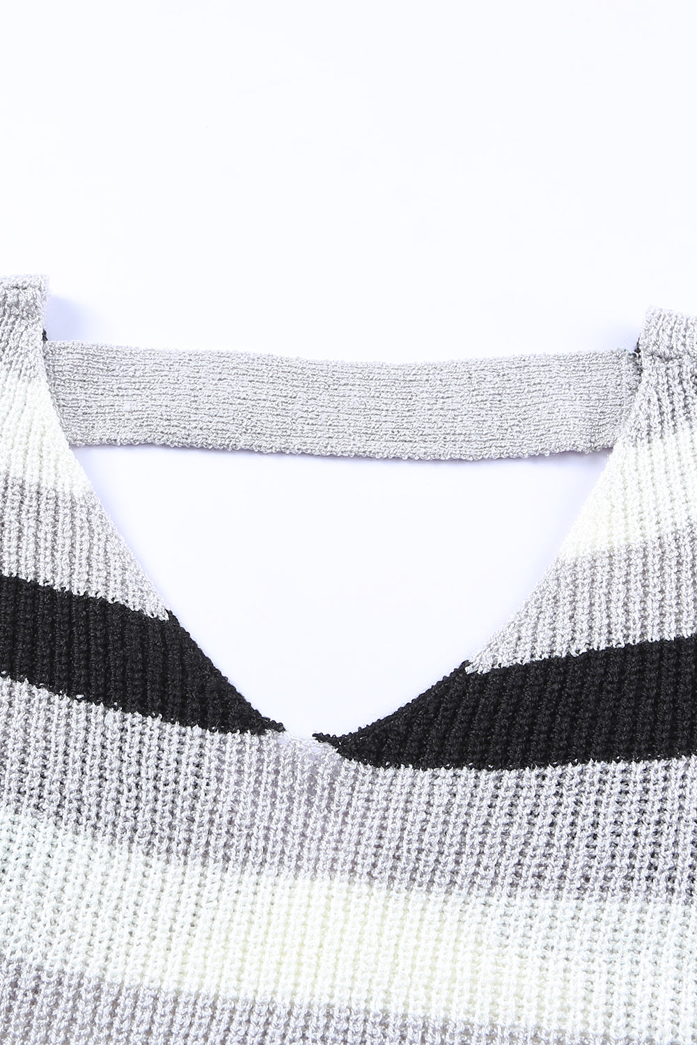 Striped Color Block Cut Out Back Plus Size Sweater