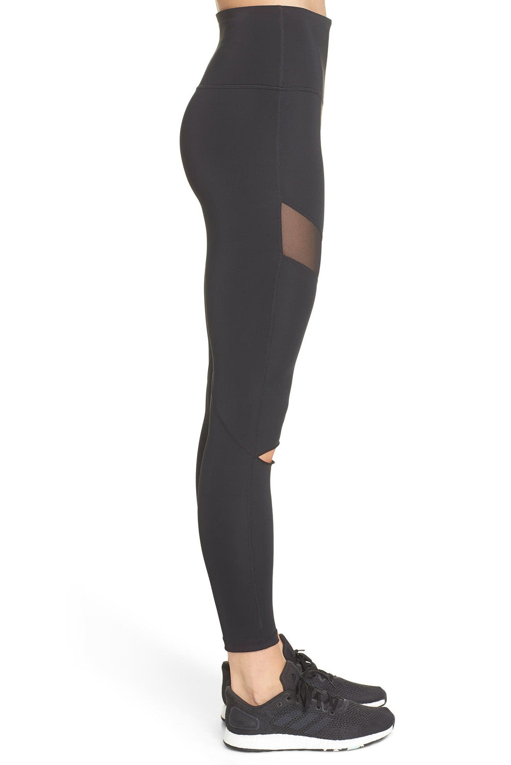 Black Distressed Mesh Splicing Skinny Leggings