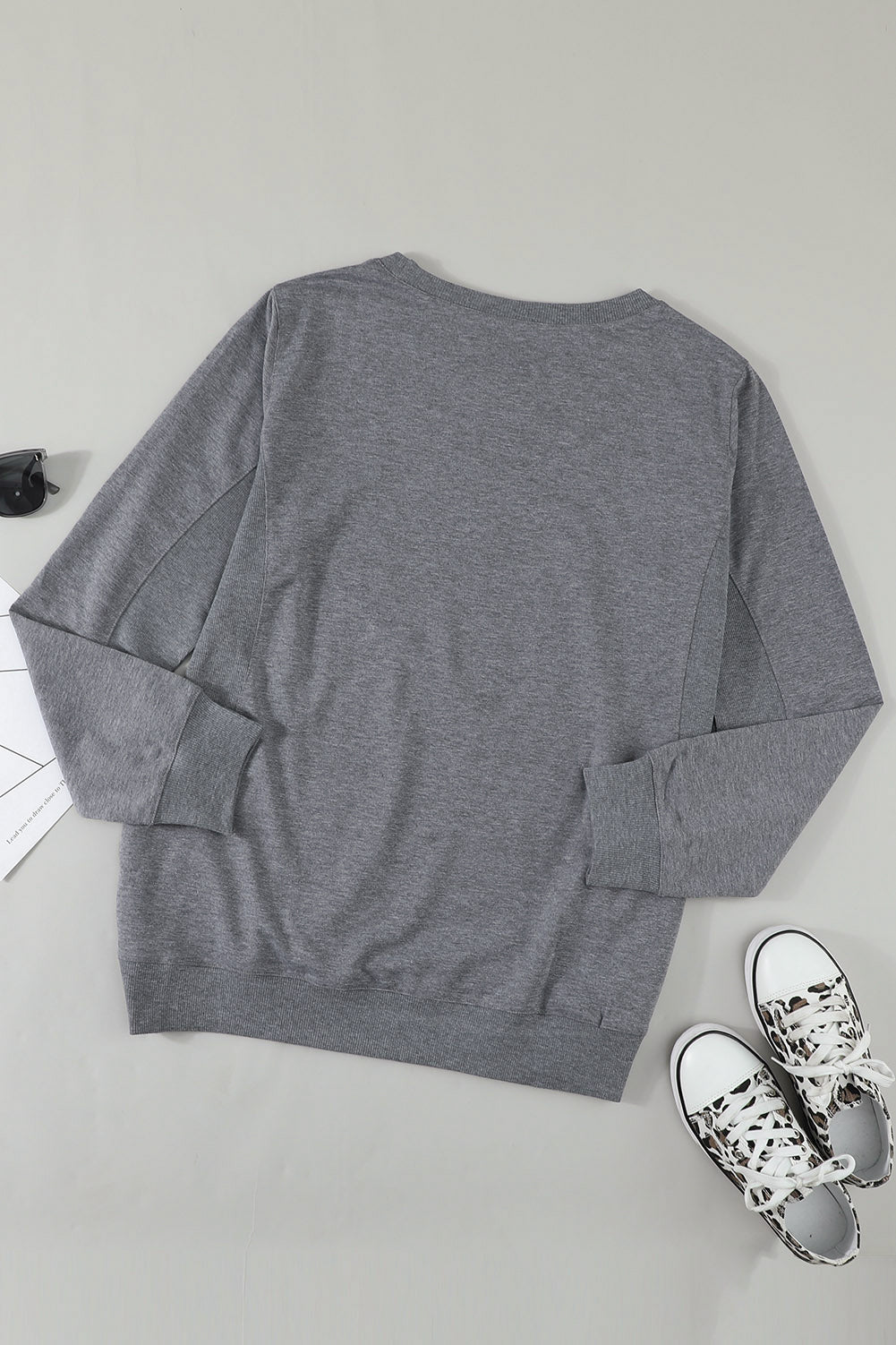 Gray Wash Fleece Pullover Sweatshirt