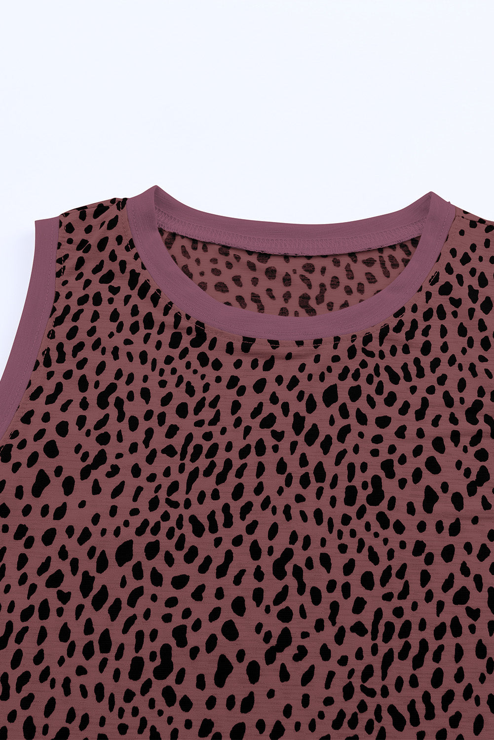 Pink Leopard Print Round Neck Tank Top