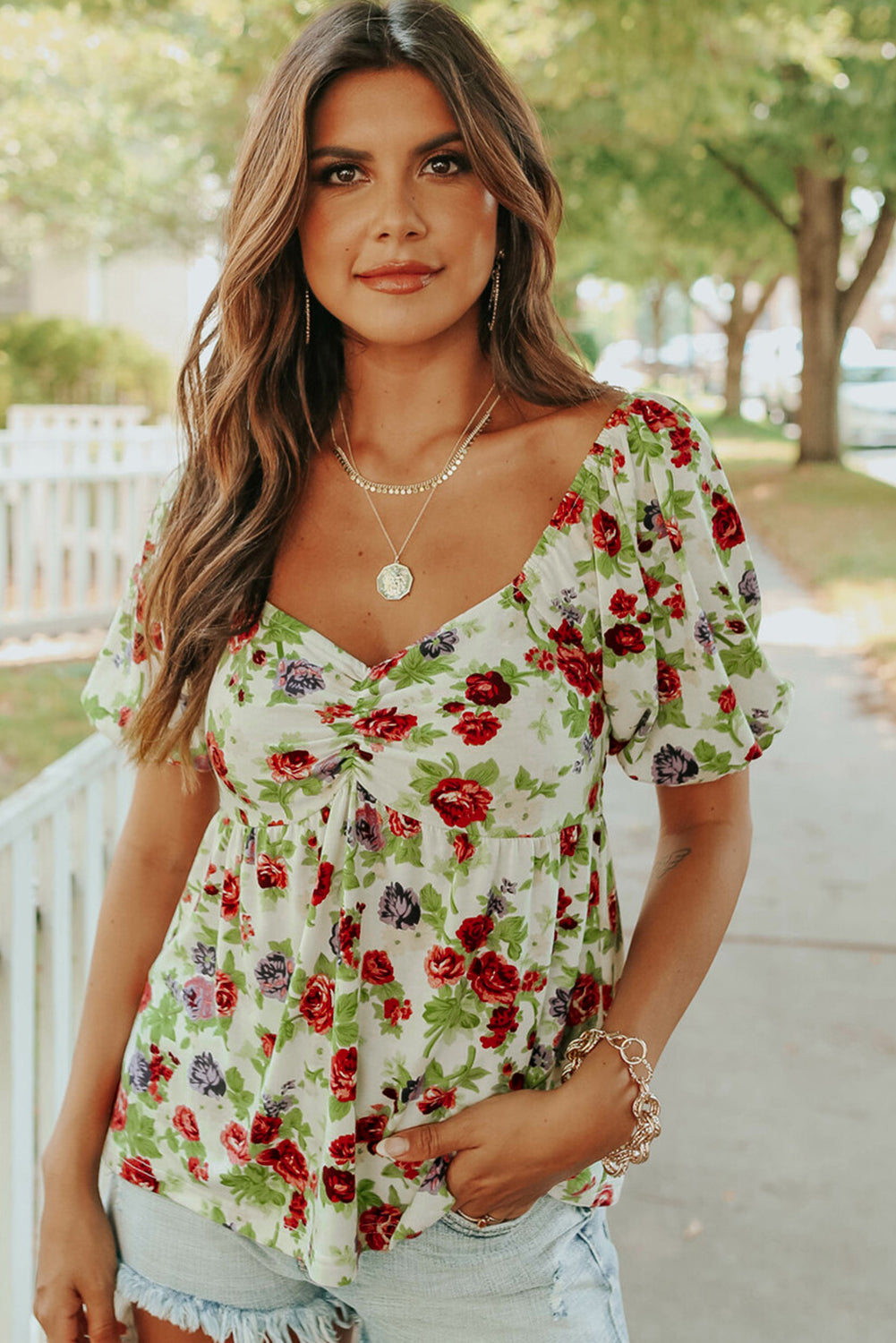 Elegant Princess Sweetheart Floral Top