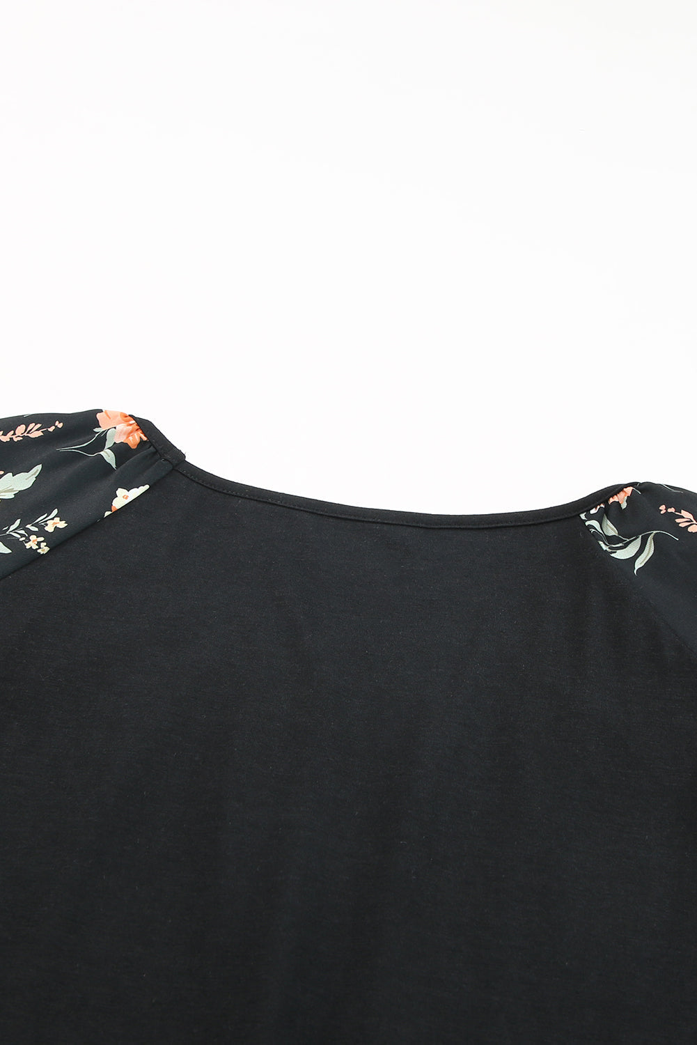 Black Floral Ruffle Sleeve Plus Size Top