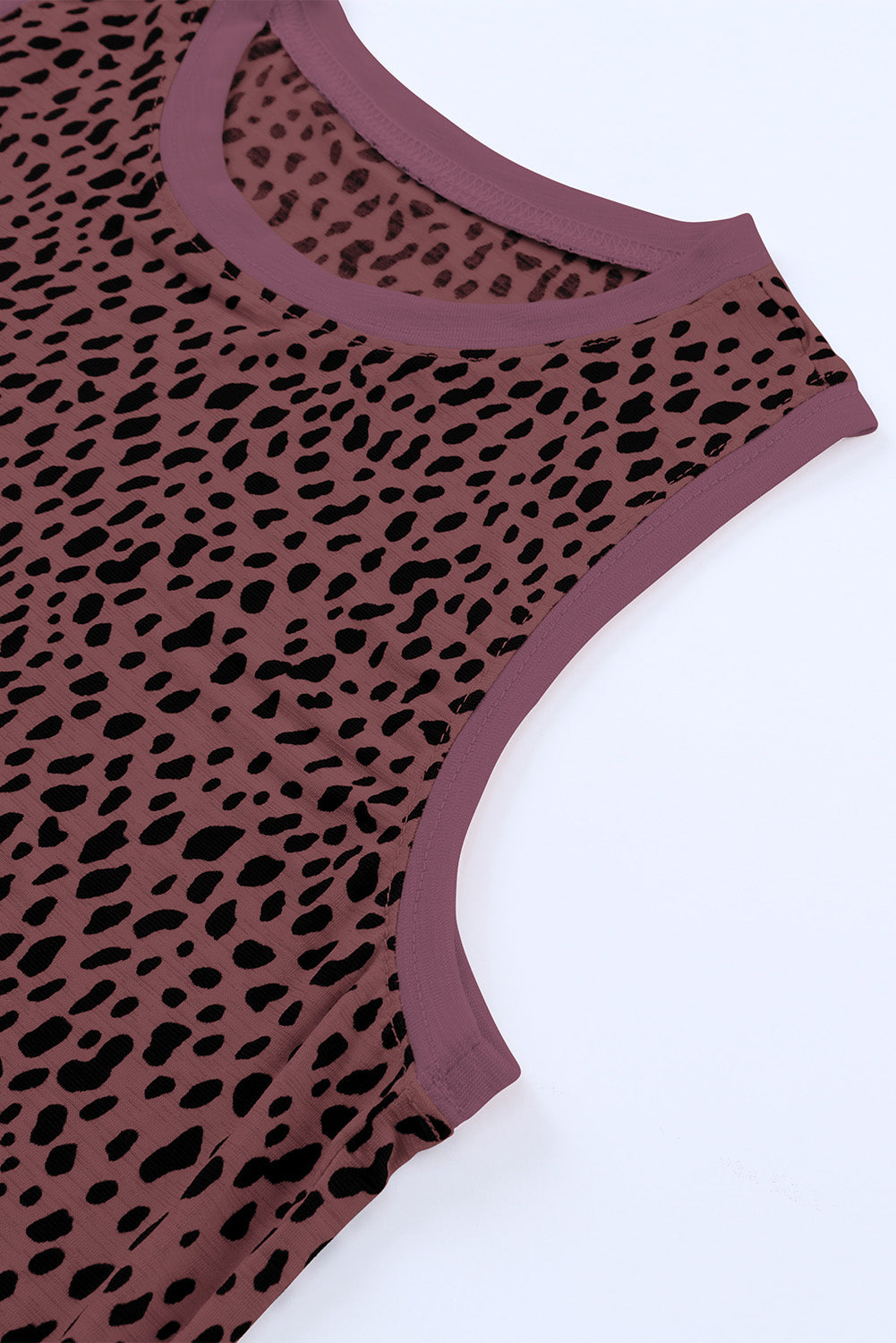 Pink Leopard Print Round Neck Tank Top