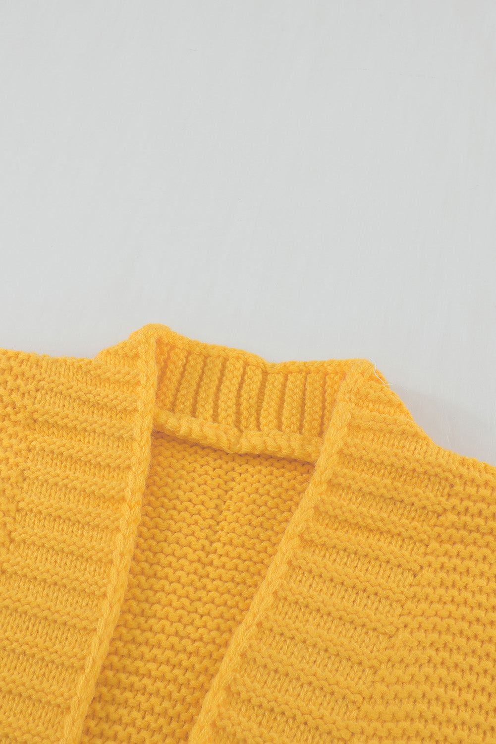 Yellow Open Front Chunky Knit Cardigan
