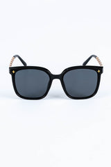 Black Chain Shaped Frame Square Sunglasses