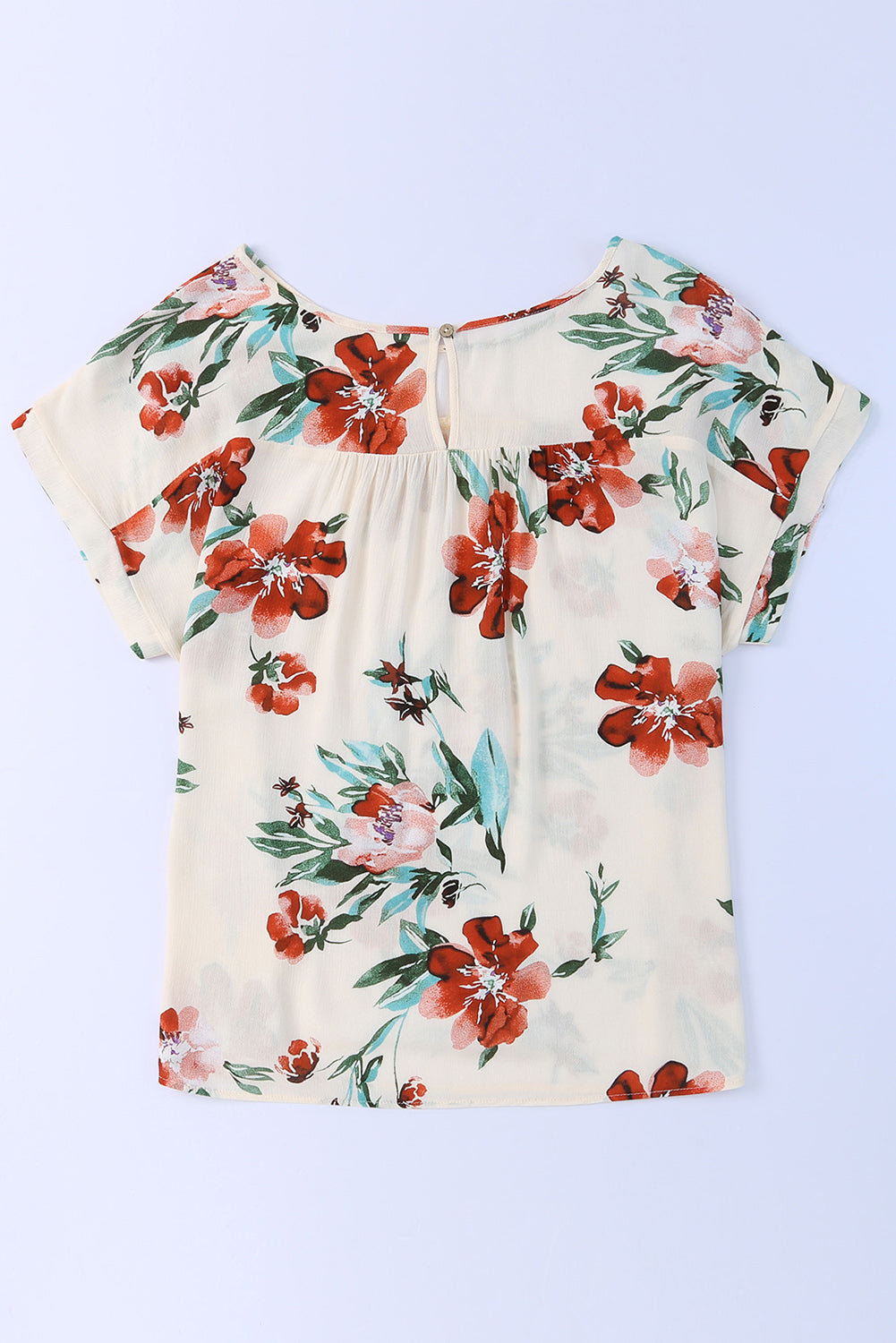 Beige Plus Size Floral Print T-shirt