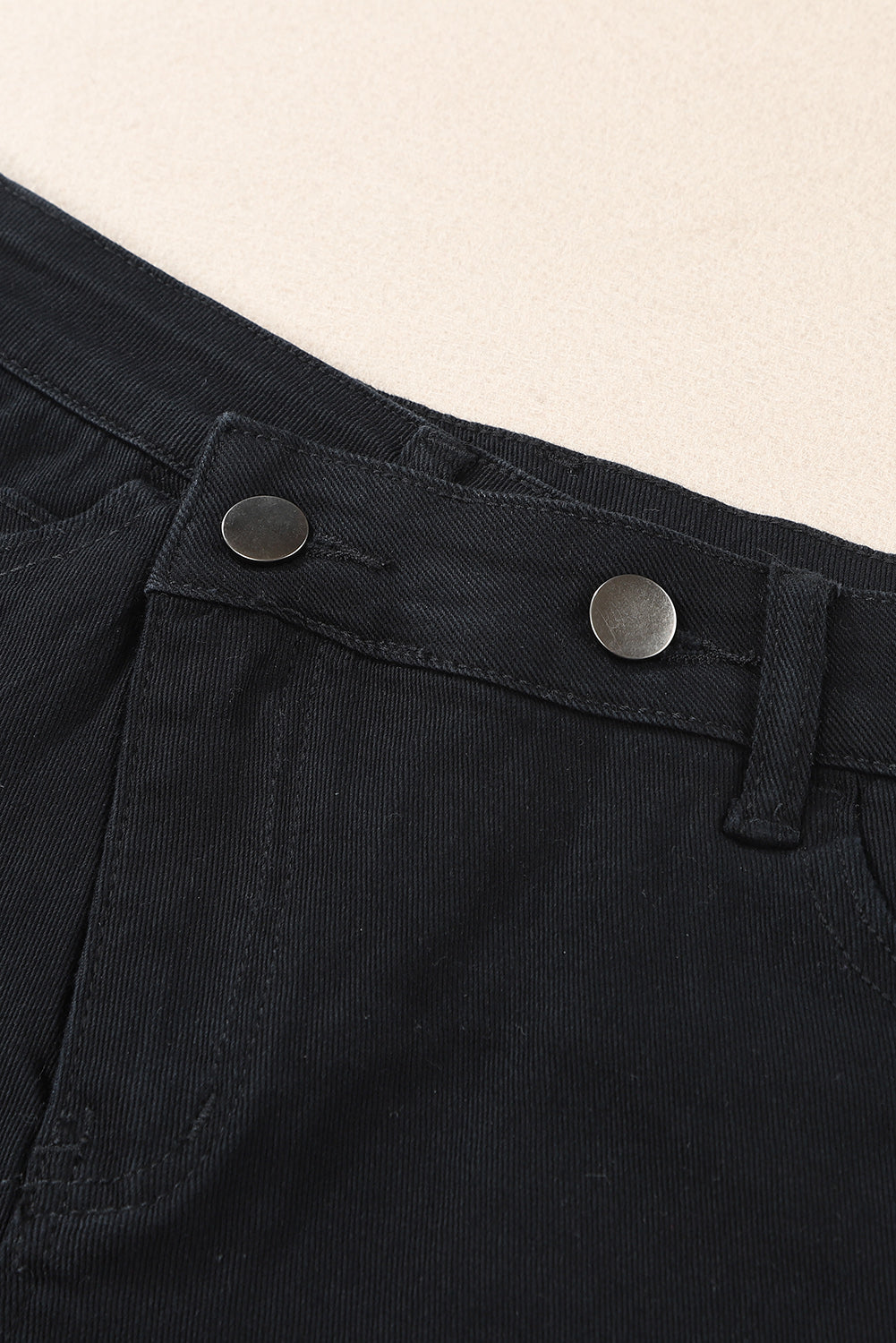 Black Asymmetrical Ripped Denim Shorts