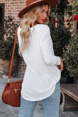 White Plain Basic Long Sleeve Tee with Pocket