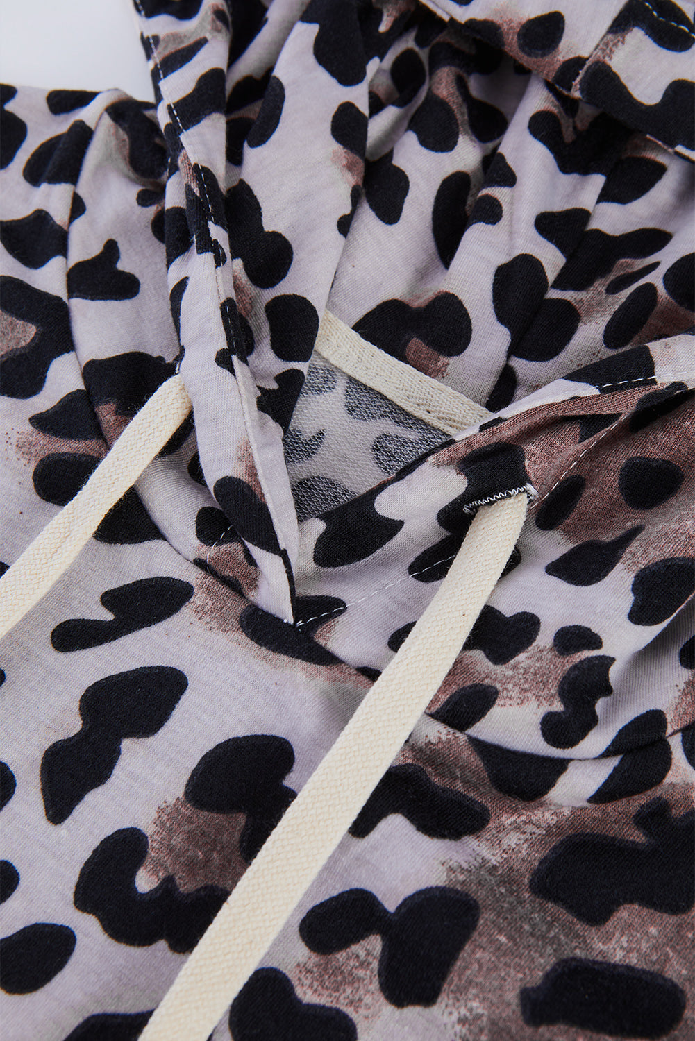 Leopard Print Kangaroo Pocket Pullover Hoodie
