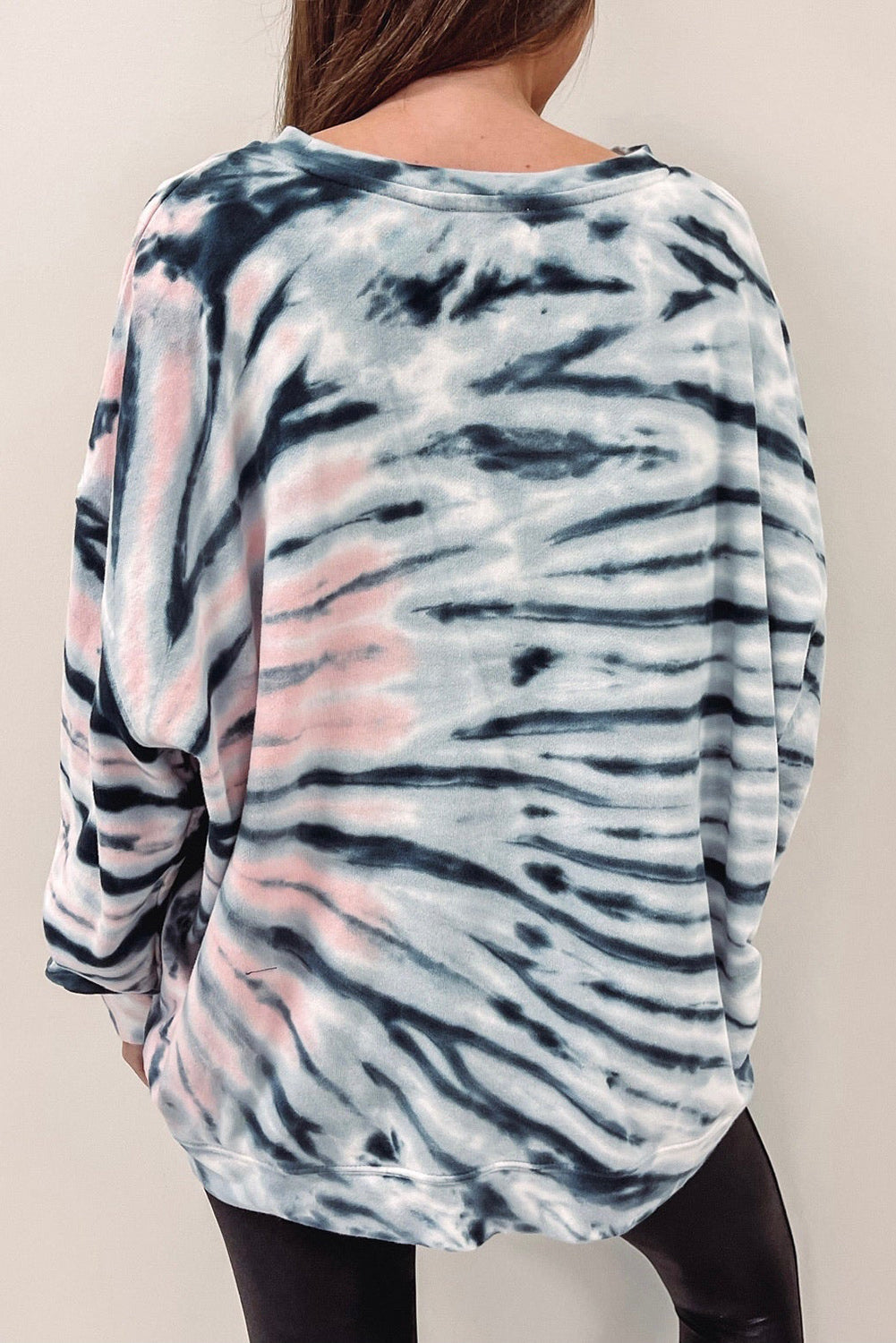 Sky Blue Tie-Dye Crewneck Long Sleeve Shift Pullover