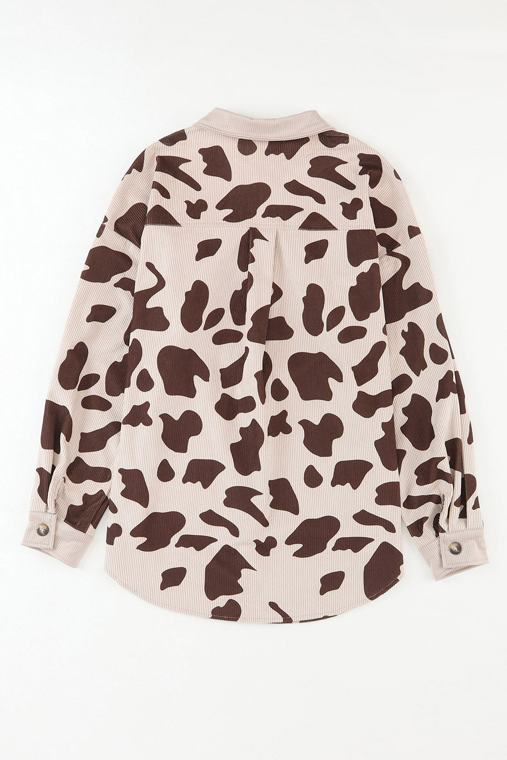 Khaki Cow Spots Printed Corduroy Shacket