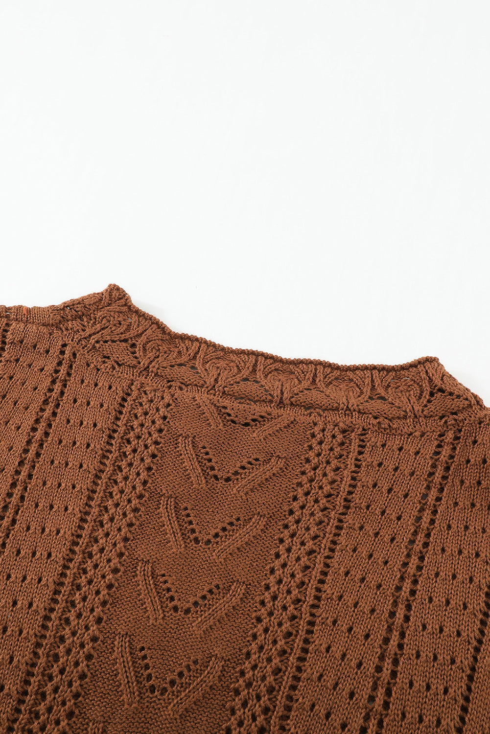 Blue Crochet Lace Pointelle Knit Sweater