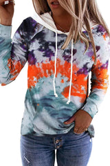 Multicolor Tie Dye Drawstring Kangaroo Pocket Hoodie