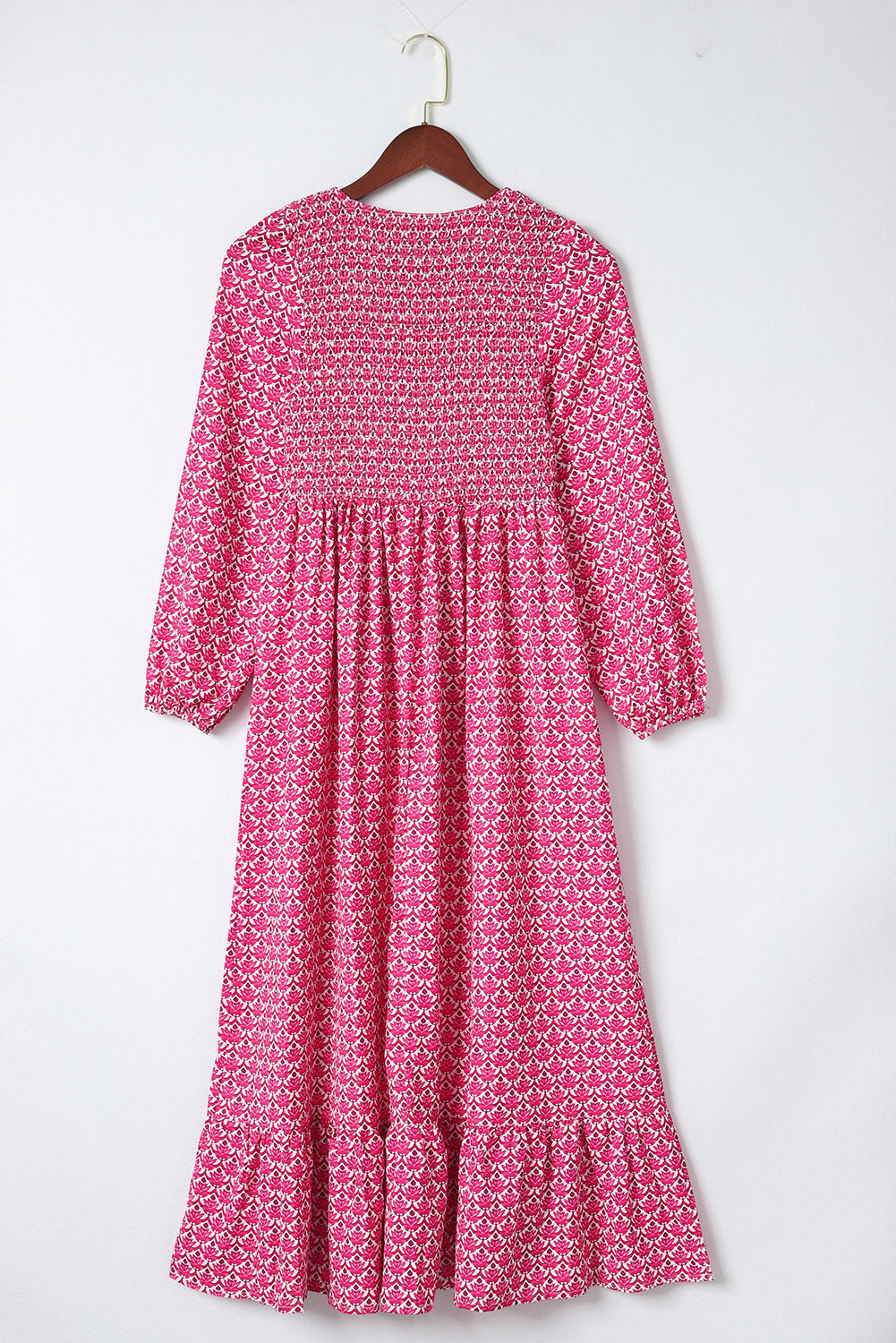 Rose Printed Ruffled Hem Long Dress