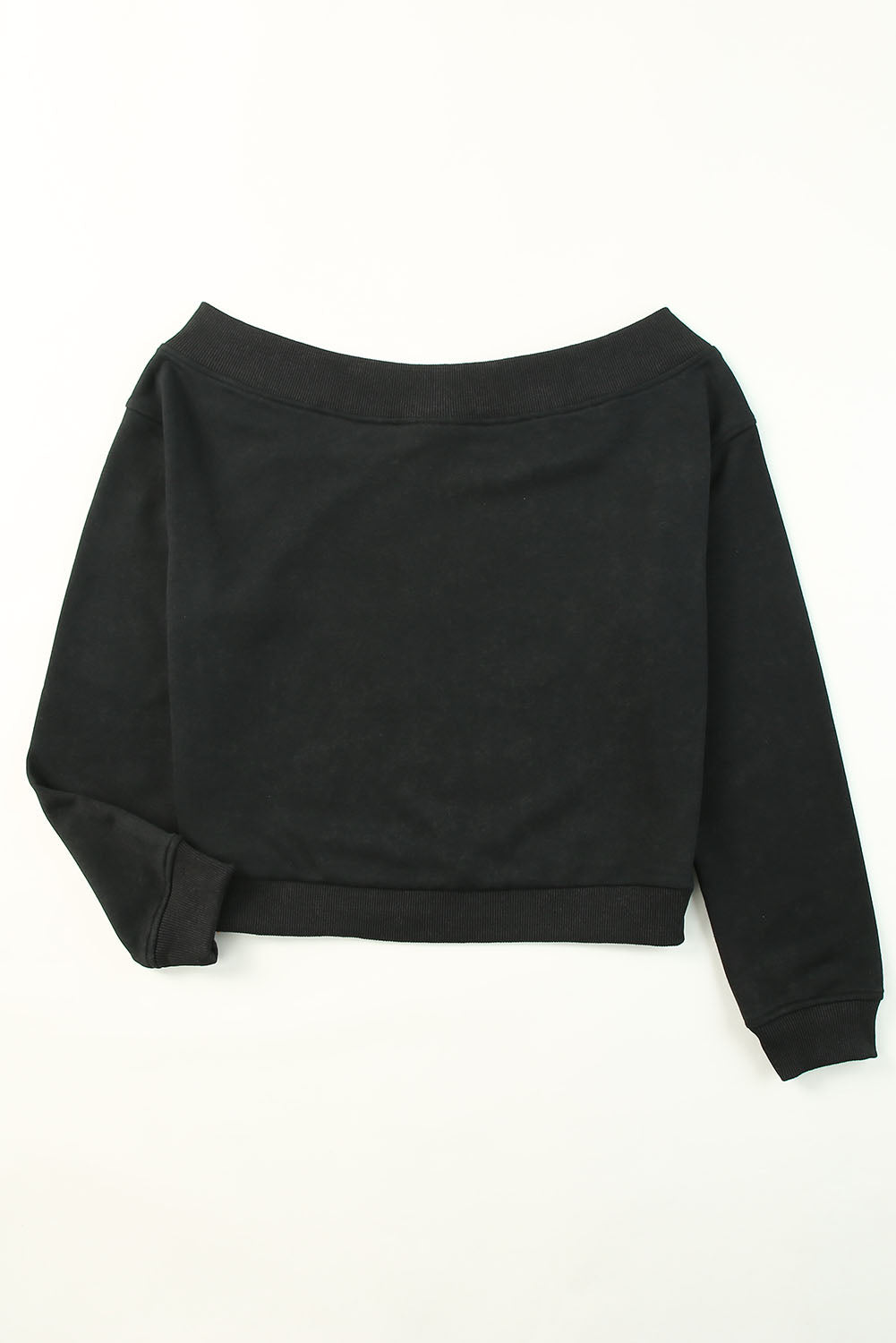 Black Off The Shoulder Mineral Wash Pullover