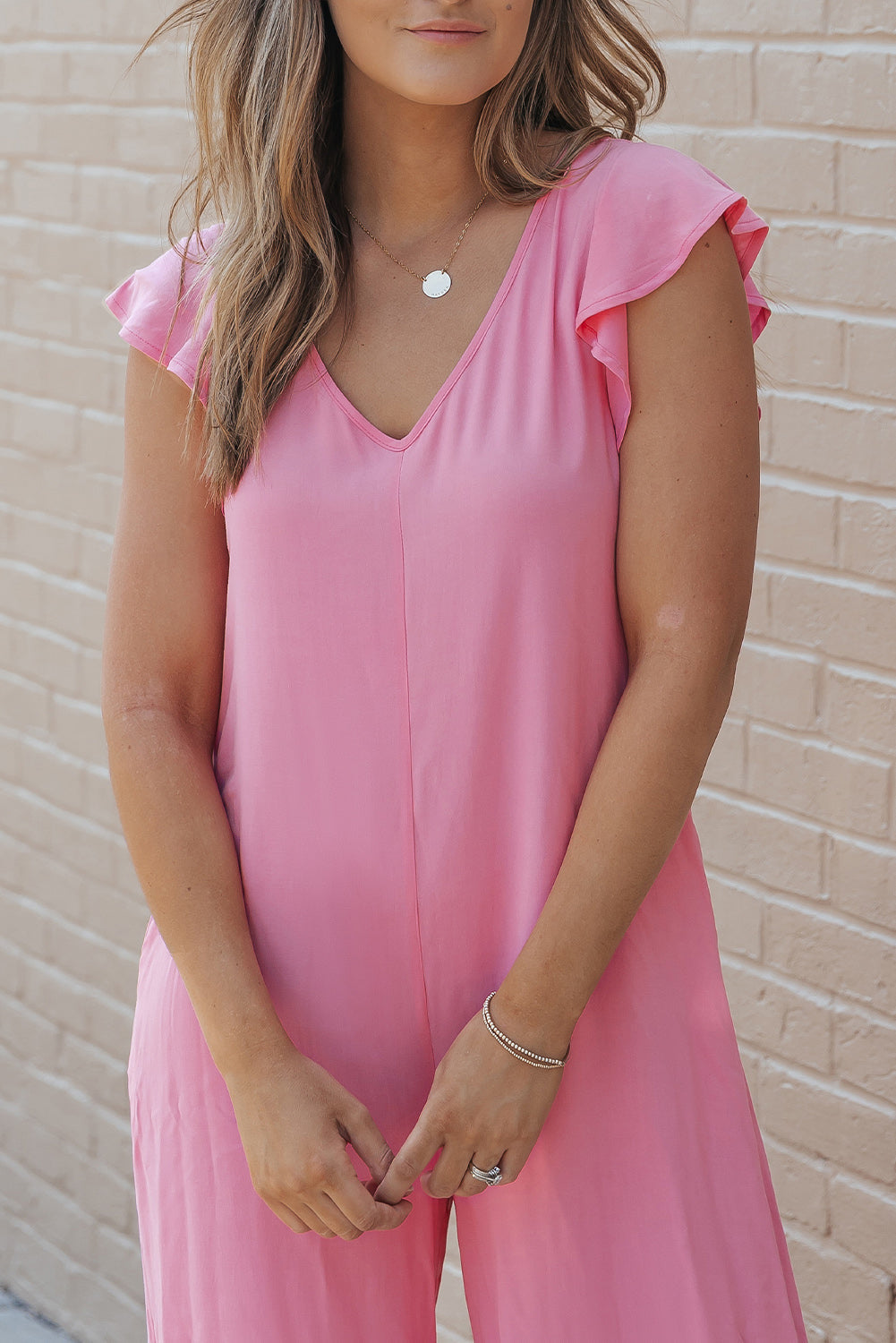 Rose Ruffled Wide Leg Jumpsuit