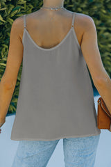 Gray Spaghetti Strap Buttoned Tank Top