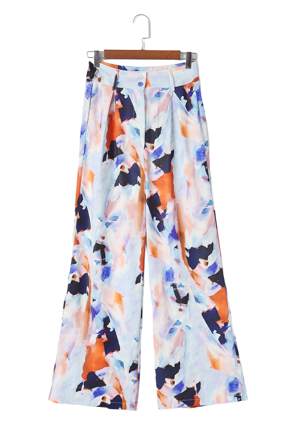 Multicolor Abstract Print High Waist Wide Leg Pants