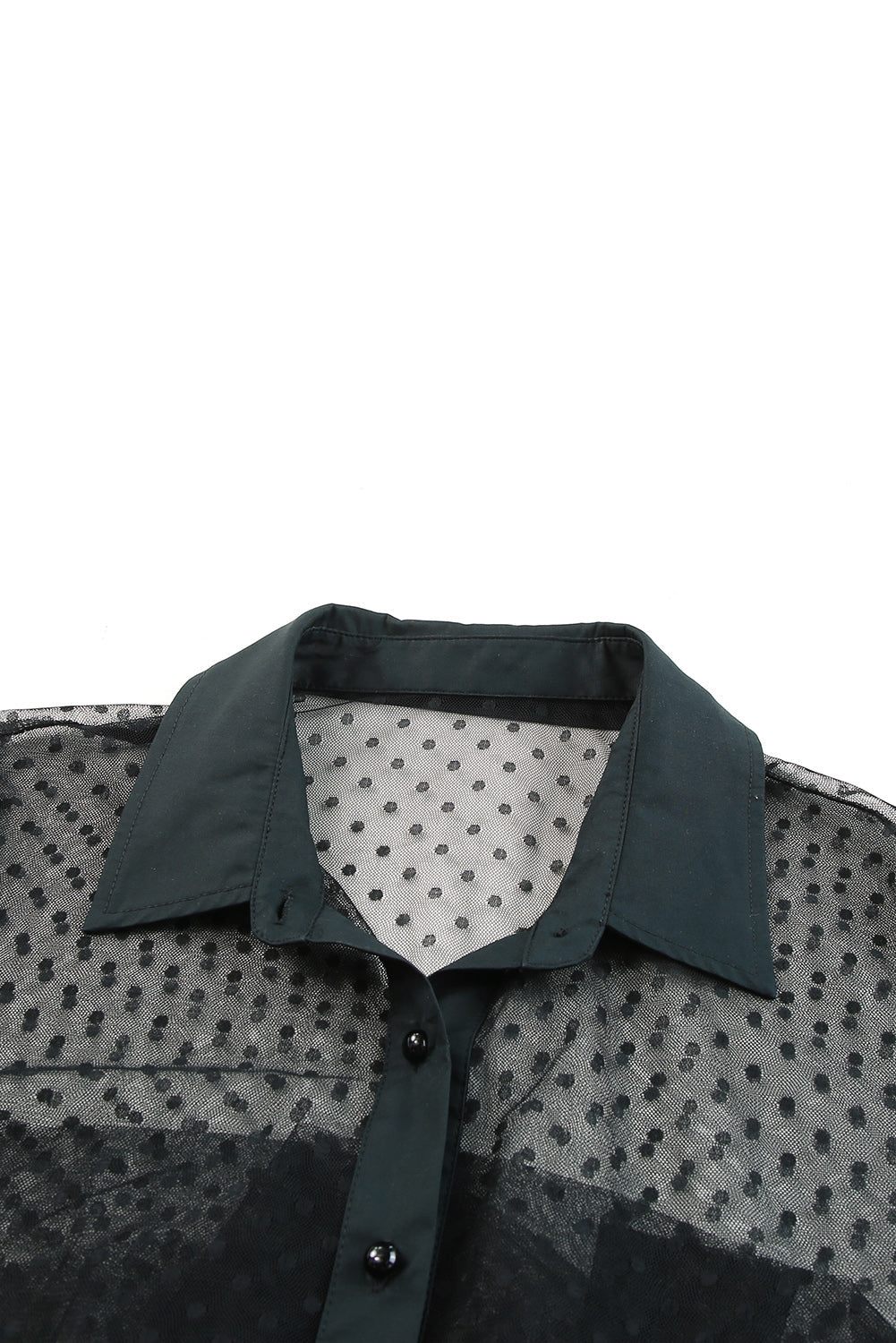 Black Polka Dot Button Up Short Sleeve Sheer Kimono
