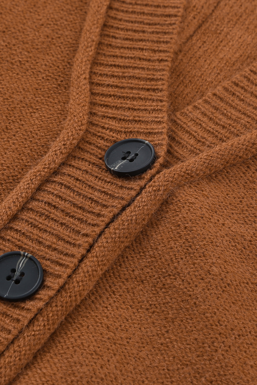 Reverse Seam Trim Puff Sleeve Plunging Cardigan