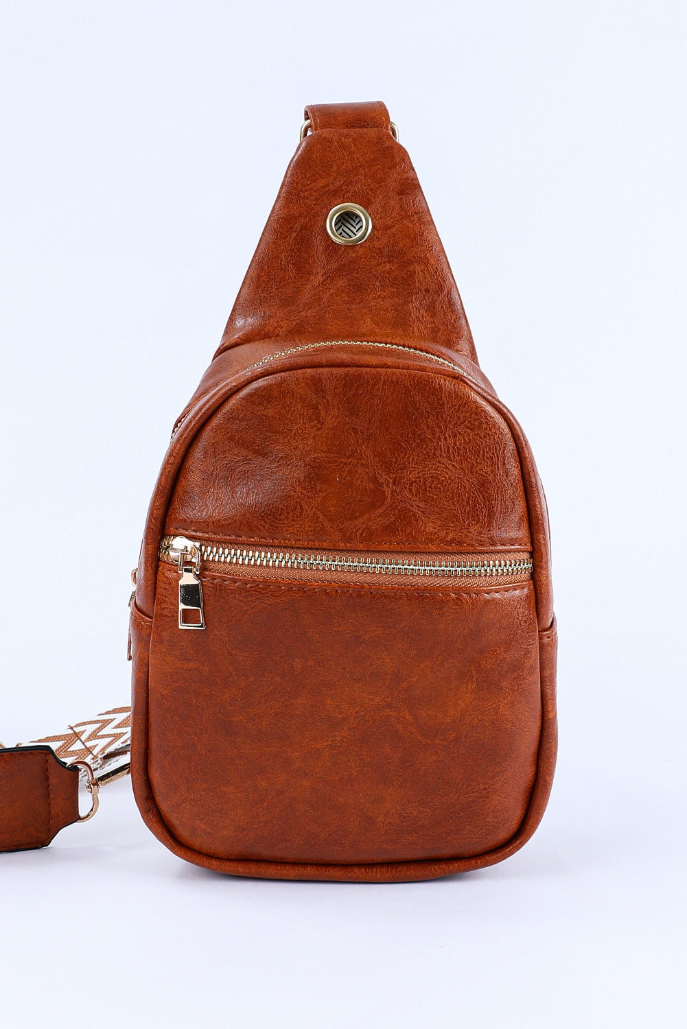 Brown Crossbody PU Leather Sling Bag