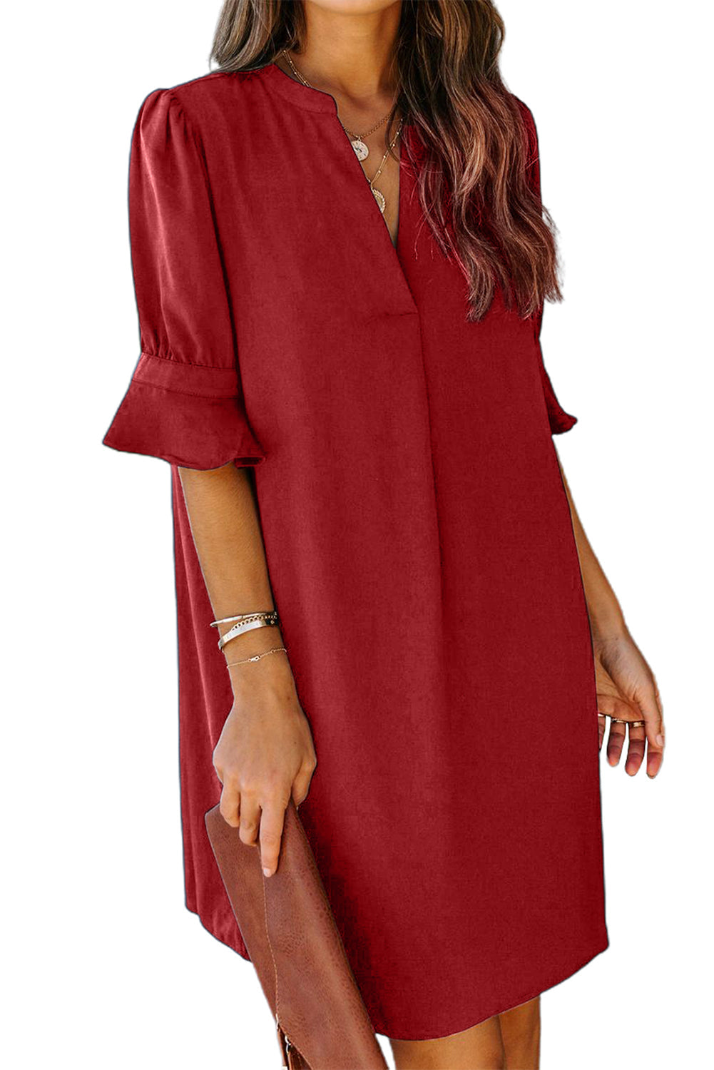 Black Ruffled Sleeve Shift Dress