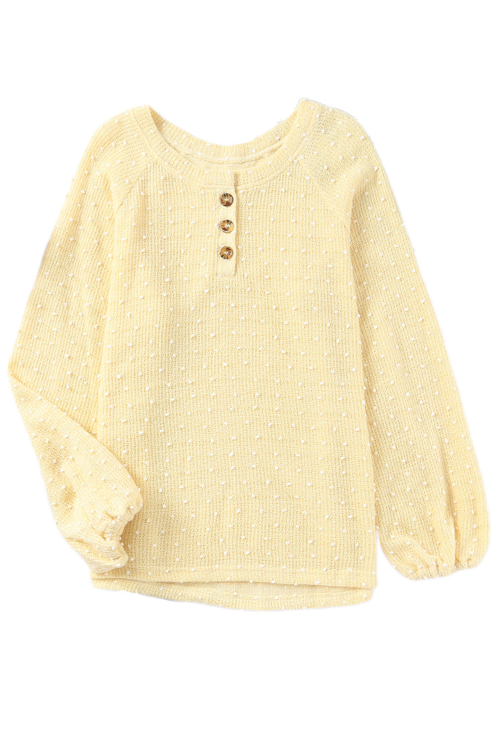 Apricot Swiss Dot Raglan Sleeves Knit Top