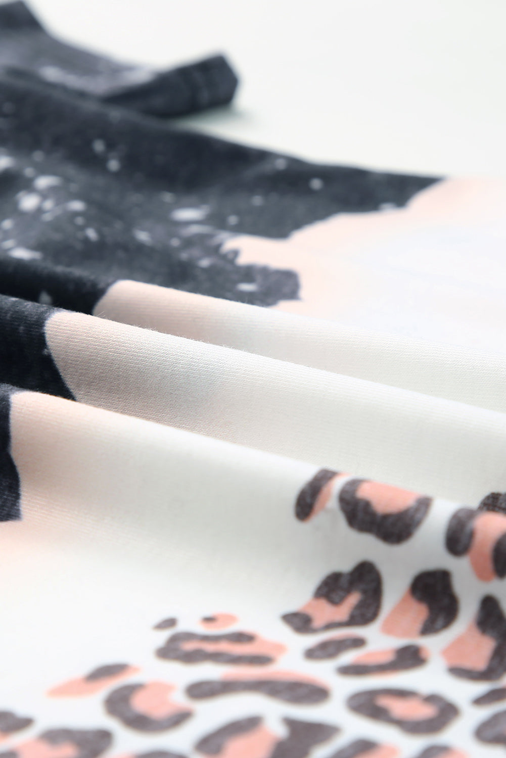 Black Leopard Print Detail Bleached Tee