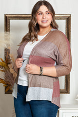 Multicolor Plus Size Colorblock Knit Cardigan