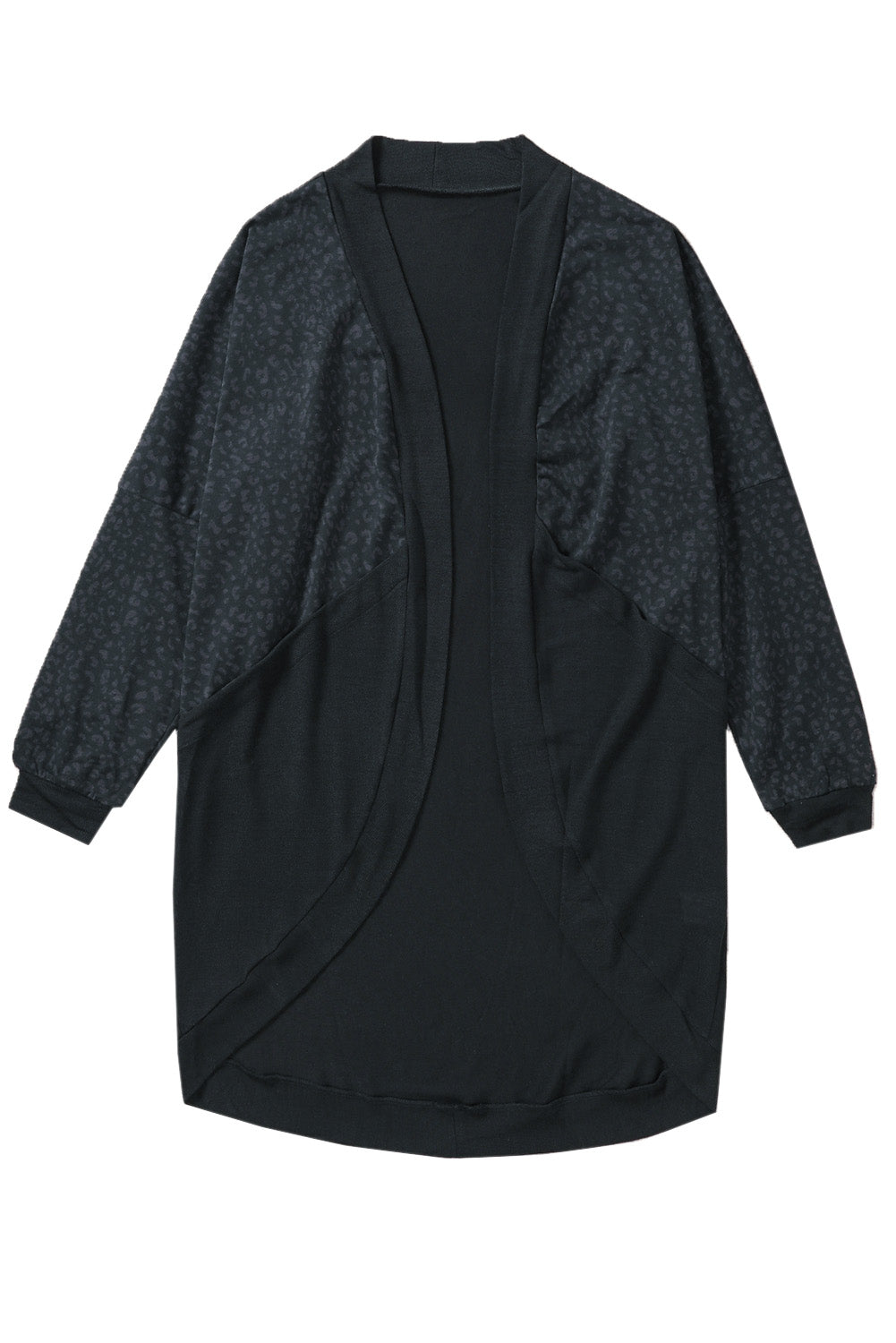 Black Leopard Parchwork Open Front Cardigan