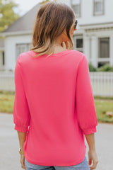 Rose Strappy V Neck Long Sleeve Top