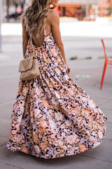 Multicolor Floral Print Scoop Back Maxi Sundress