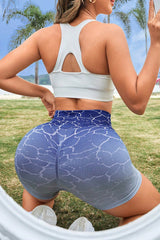 Sky Blue Gradient Tie-dye Printed Butt-lifting Active Shorts