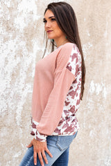 Brown Cow Contrast Asymmetrical Long Sleeve Top