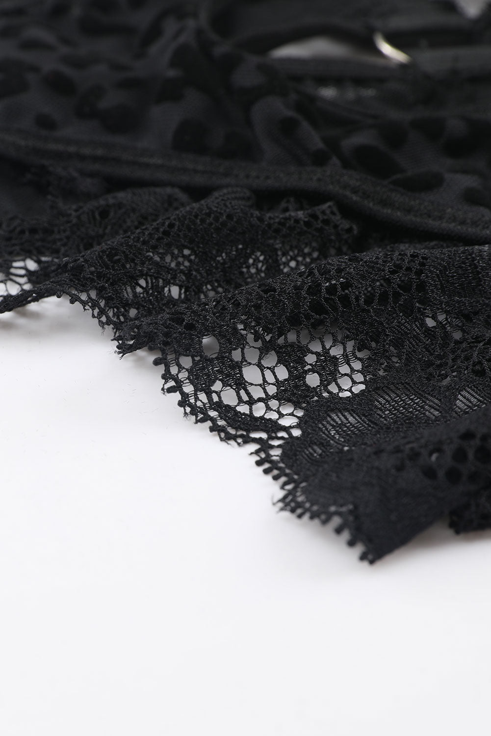 Black Lace Leopard Patchwork Daring Cutout Teddy Lingerie