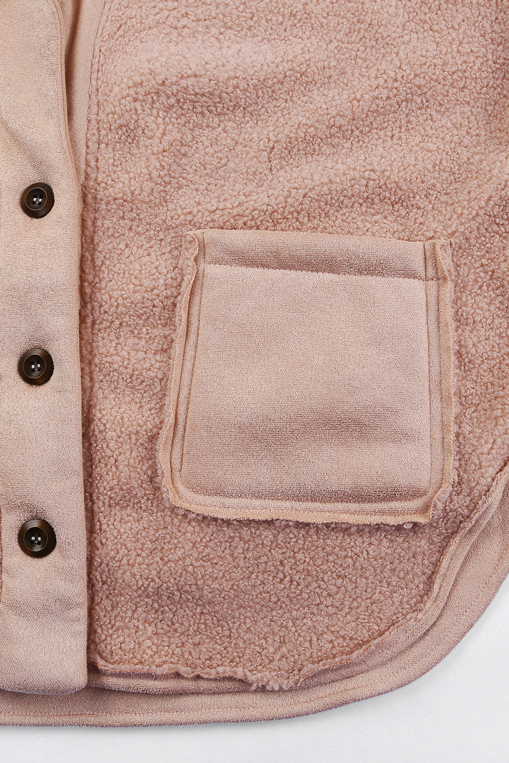 Pink Suede Sherpa Patchwork Buttoned Loose Jacket