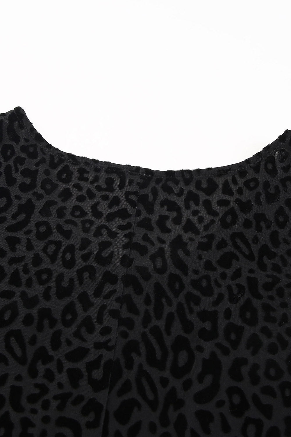 Black Plus Size Leopard Emboss V Neck Top