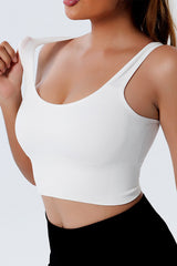 White Seamless U Neck Sleeveless Cropped Yoga Top