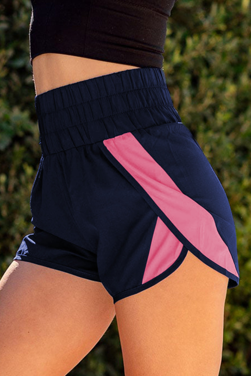 Pink Smocked Elastic Waist Athletic Shorts