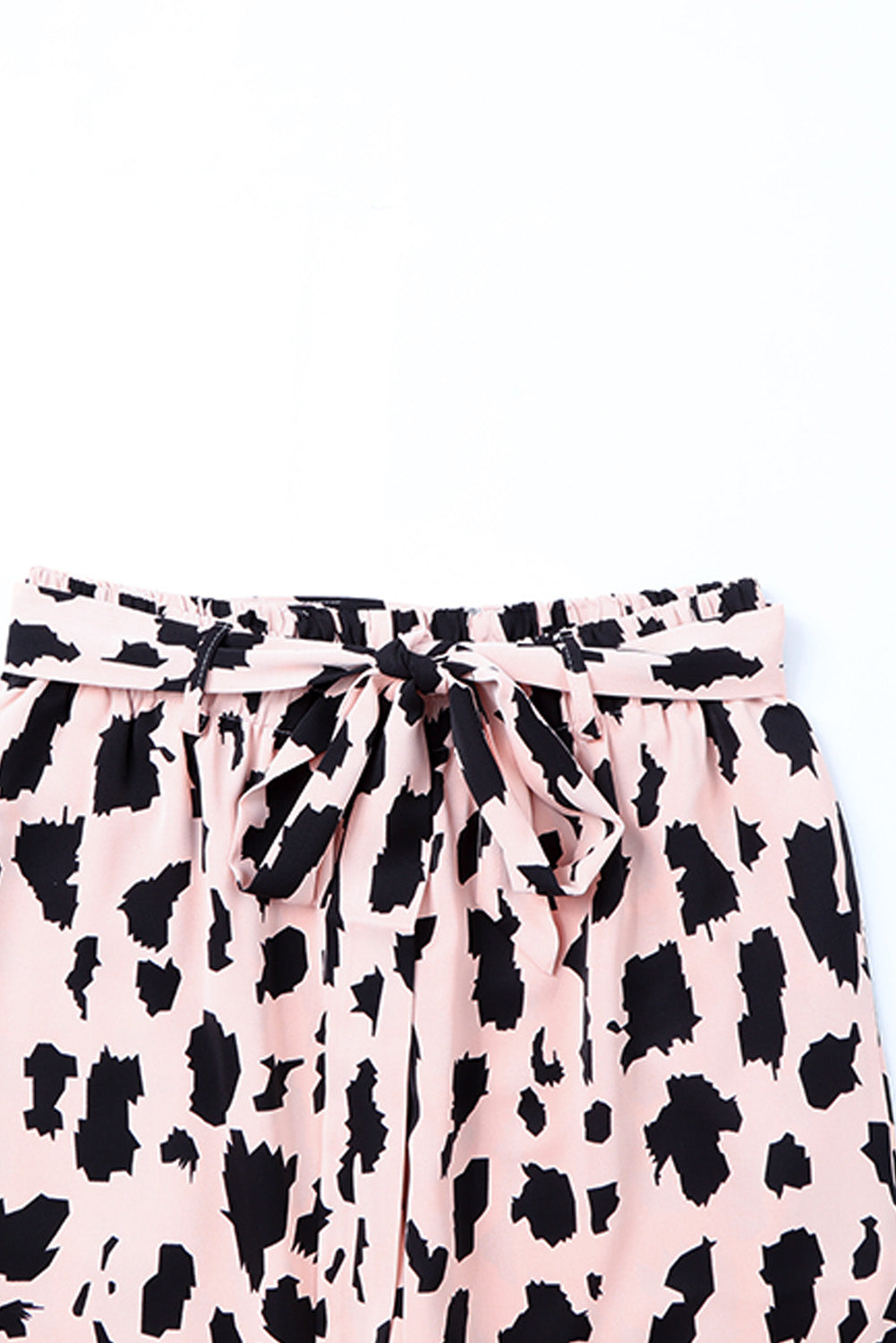 Pink Geometric Print Elastic Waist Pants with Tie