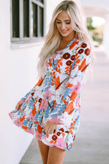 White Floral Tiered Mini Dress