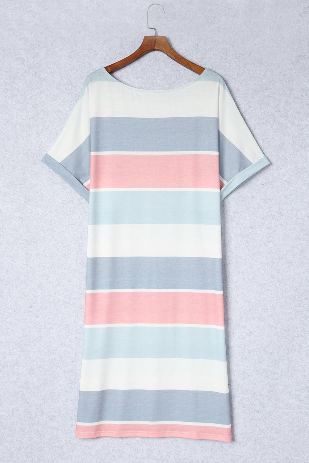 Multicolor Striped Color Block Loose Fit 3/4 Sleeve Dress