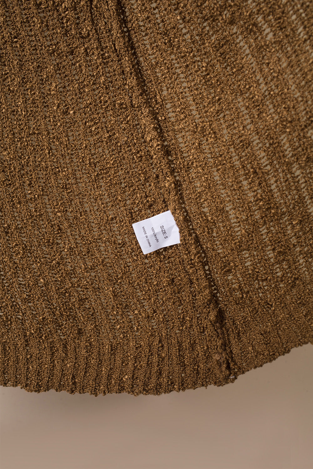 Brown Open Front Drop Shoulder Knitted Cardigan