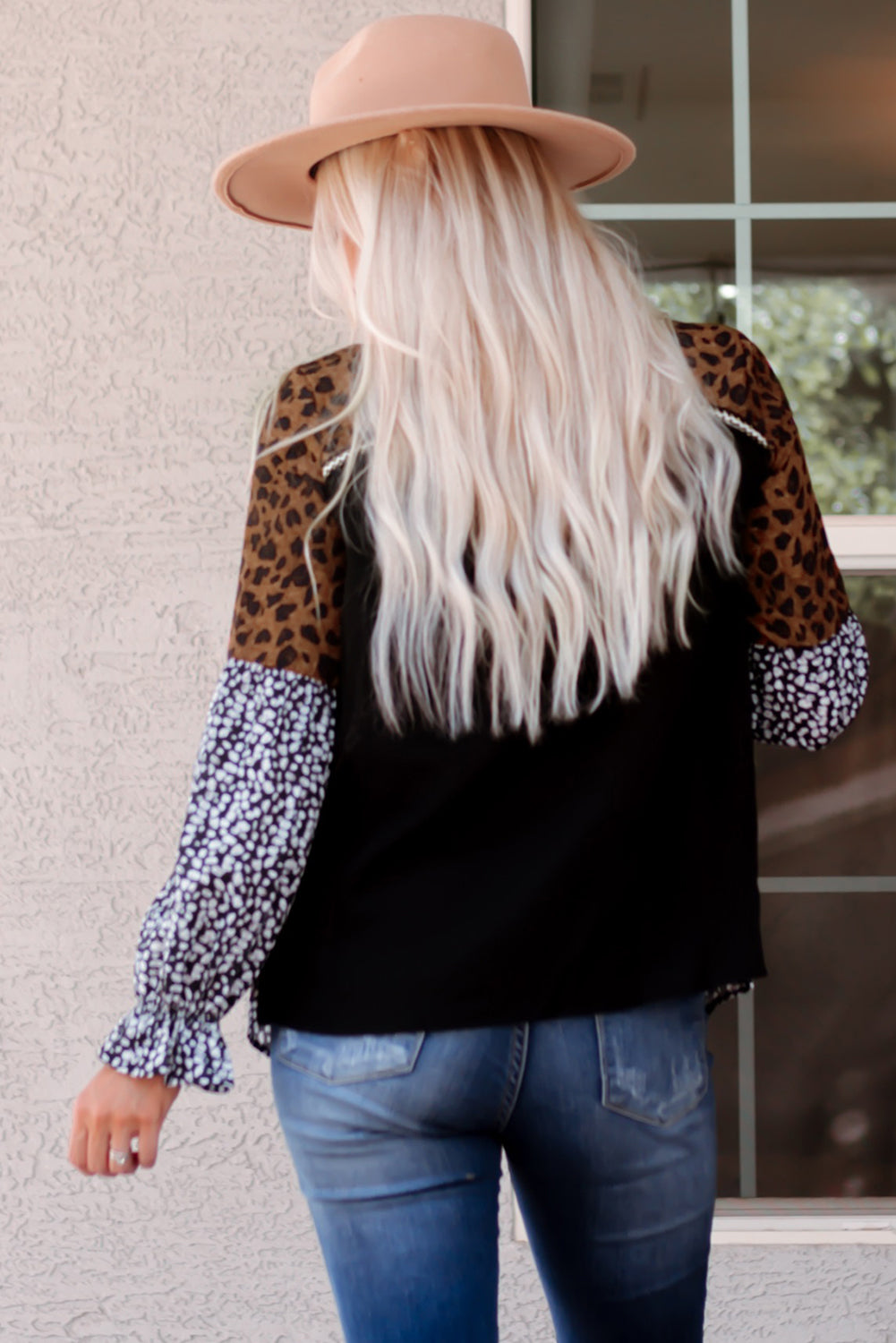 Leopard Patchwork Long Sleeve Top