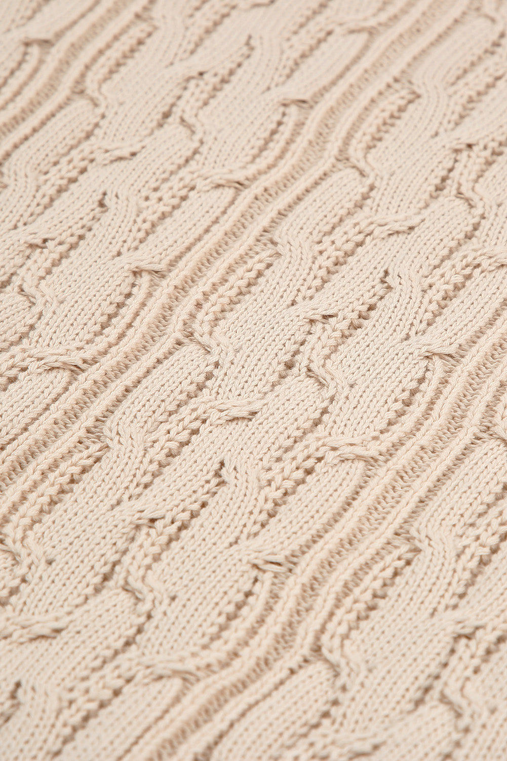 Green Frilled Shoulder Detail Cable Knit Sweater