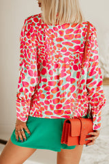 Red Abstract Print Long Sleeve Buttoned Shirt