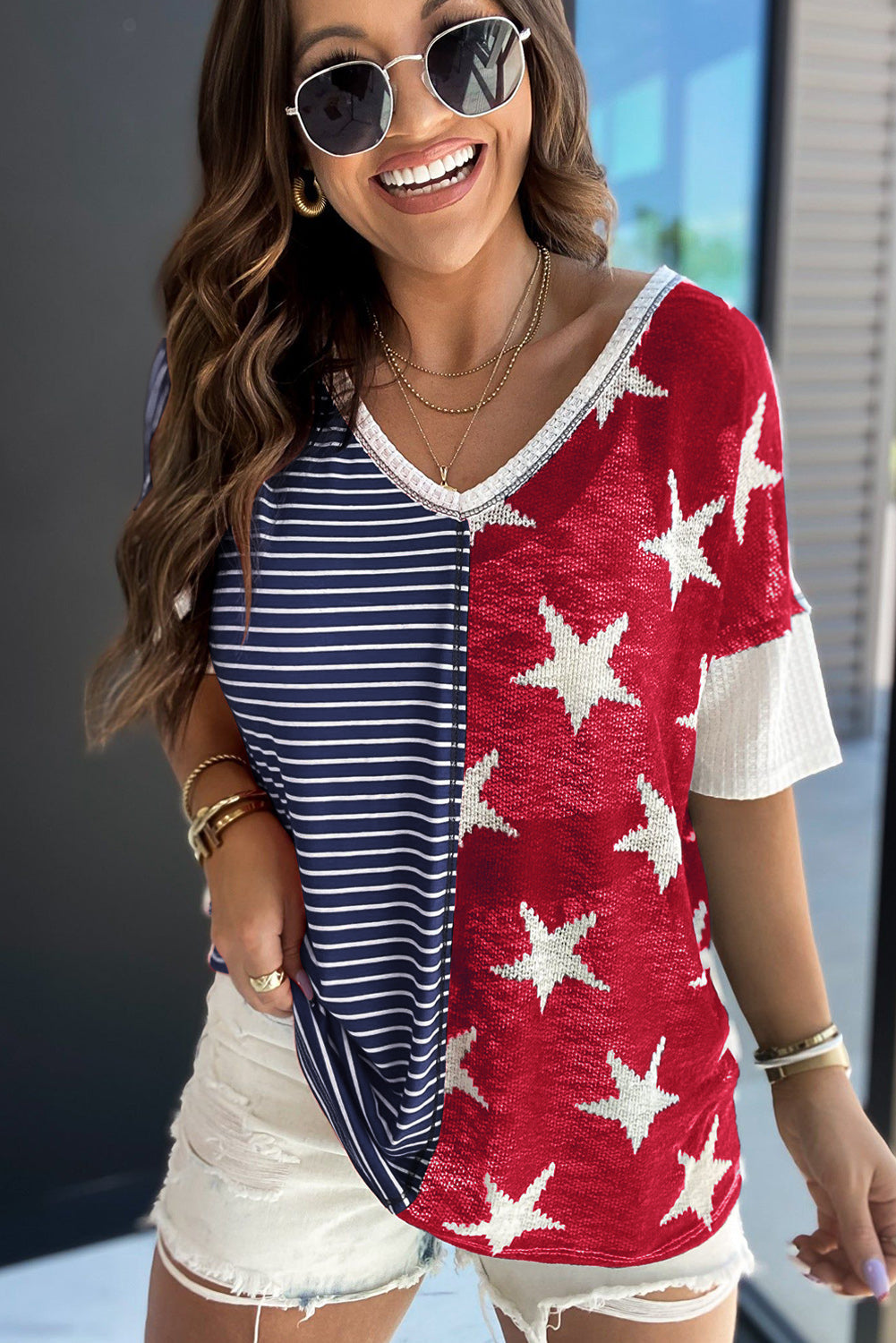 Red American Flag Stars and Stripes Tank Top