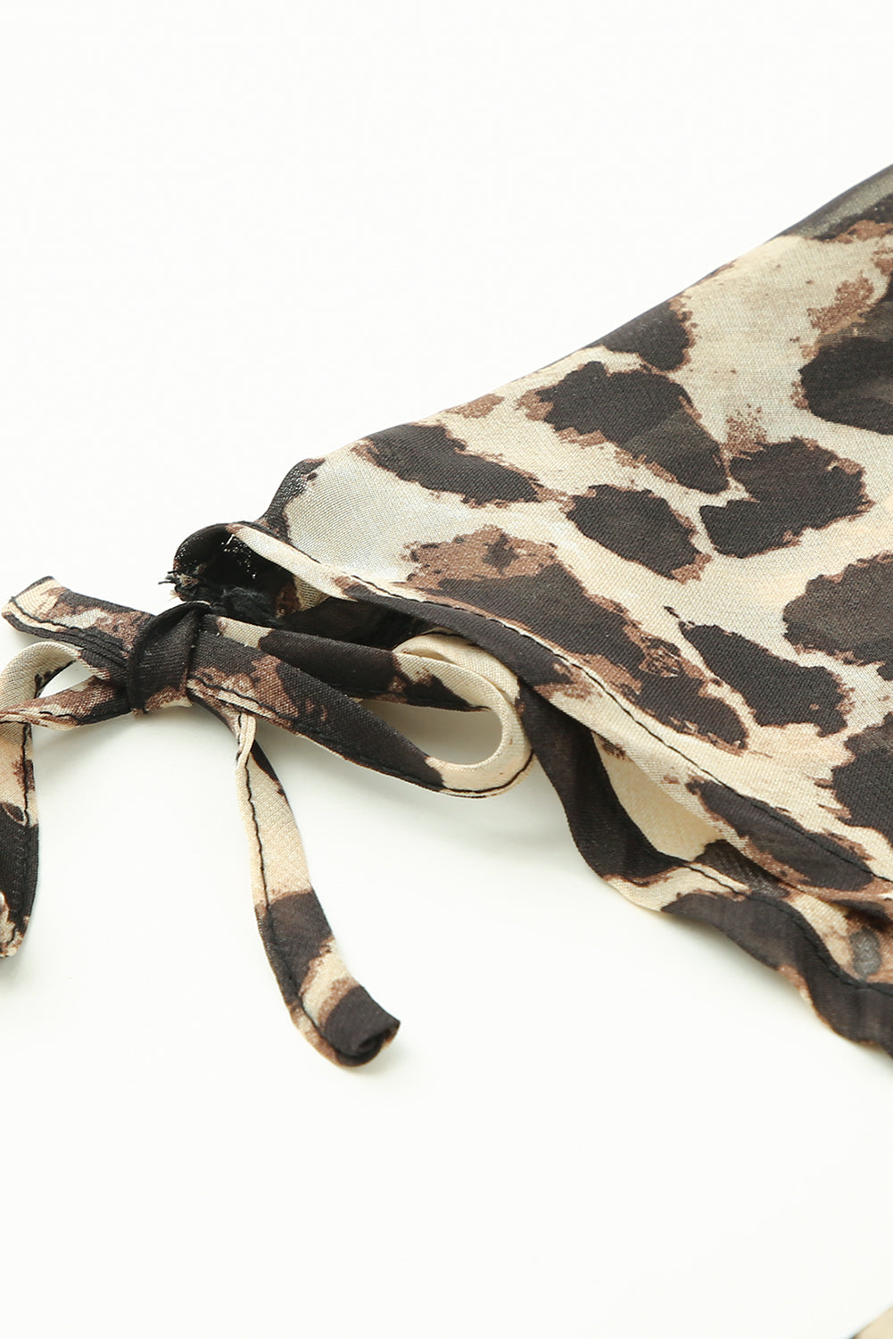Leopard Print Drawstring V Neck High Waist Long Dress